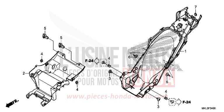 GARDE-BOUE ARRIERE de NC750X "Méca" MAT PEARL GLARE WHITE (NHB54) 2019